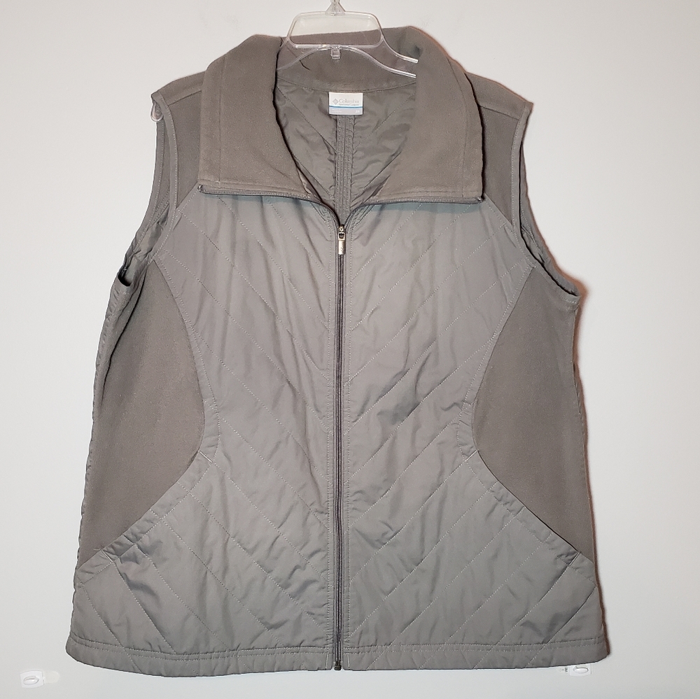 Men's Gray Columbia Fleece Quilted Vest Size 2X